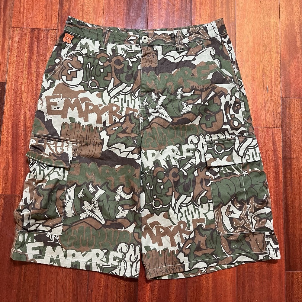 Empyre Shorts Mens 32 Drawstring 13" Cargo Camouflage Skateboard Shorts Baggy